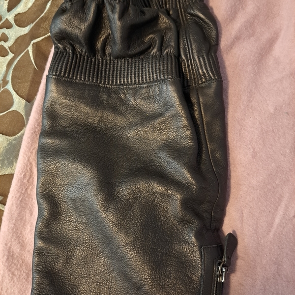 GOLDENBLEU blk smooth Italian leather crikled over knee boots - Picture 4 of 16